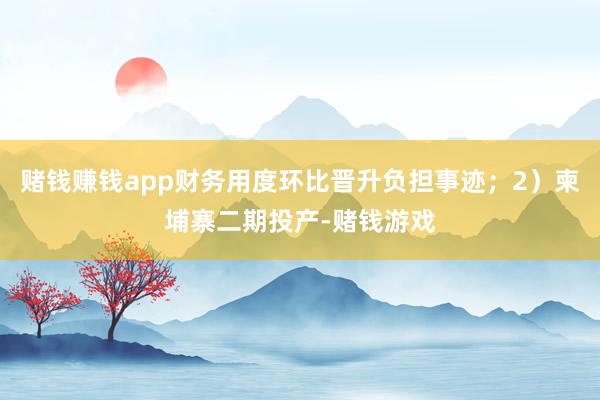 赌钱赚钱app财务用度环比晋升负担事迹；2）柬埔寨二期投产-赌钱游戏
