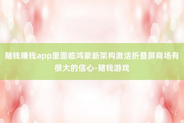 赌钱赚钱app里面临鸿蒙新架构激活折叠屏商场有很大的信心-赌钱游戏