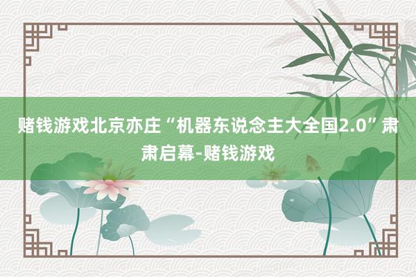 赌钱游戏北京亦庄“机器东说念主大全国2.0”肃肃启幕-赌钱游戏