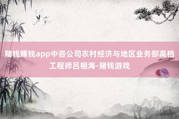 赌钱赚钱app中咨公司农村经济与地区业务部高档工程师吕相海-赌钱游戏